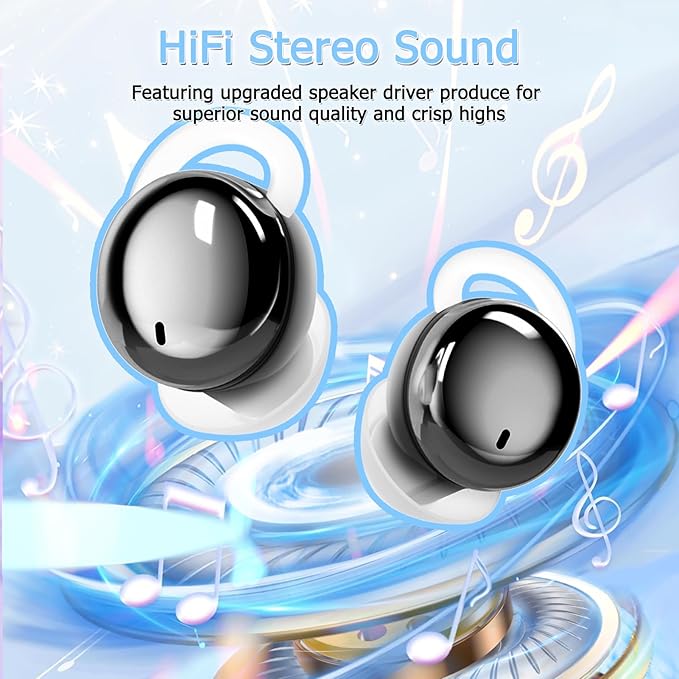 Side Sleeper Earbuds, Mini Earbuds for Sleeping, Invisible Wireless Headphones, Fast Charging Case, No Beep & Comfortable to Sleeping (Black)
