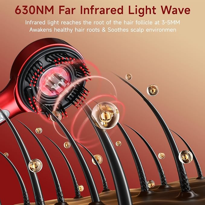 3-in-1 Electric Scalp Massage Comb, Hair Oil Applicator, Five-Level Head Scratching, Soothing and Relaxing to Prevent Hair Loss, Portable Home Massage Comb for Men and Women, Ipx7 Waterproof