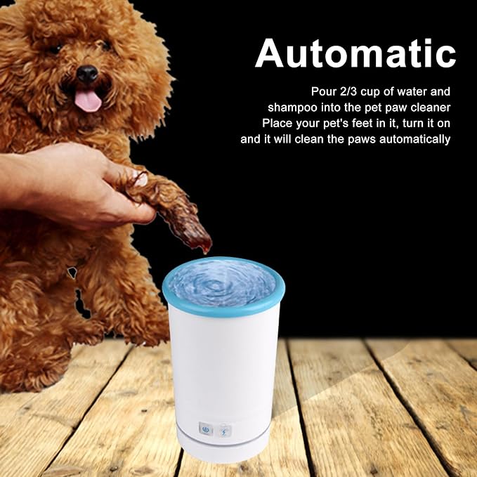 Automatic Dog Washer, Portable Electric Pet Foot Cleaner with Soft Silicone for Small Medium Dogs Cats, USB Charging, Compact Design