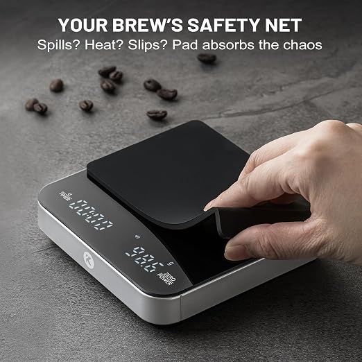 KitchenTour CaféMetric Coffee Scale with Timer 0.1g/2000g - Precision Small Scale for Espresso & Pour Over - Mini Scale with LED Display Recharge Black