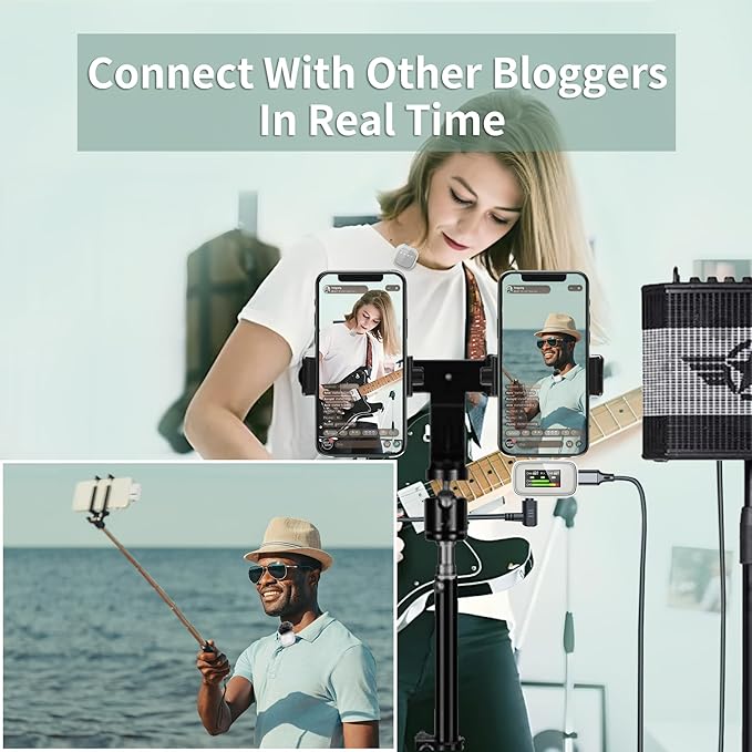 Wireless Microphone for Vlogging Podcast: Lavalier Portable Noise-Cancelling Mic - 24H Battery Life for Tiktok Video Recording Streaming - Gift for Content Creator Youtuber