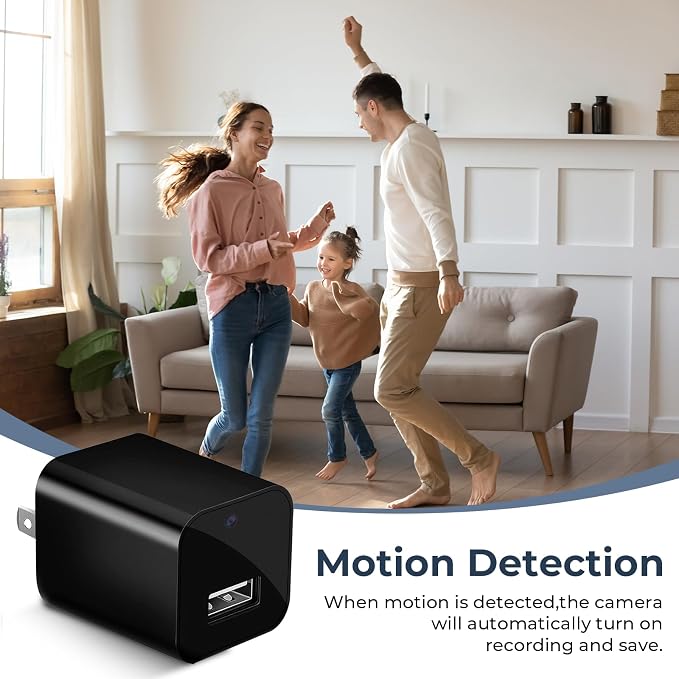 PATTERSON 1080P Hidden Camera USB Charger - Mini Wireless Spy Camera with WiFi & Motion Detection - Ideal for Home Security, Baby Monitoring, and Pet Surveillance