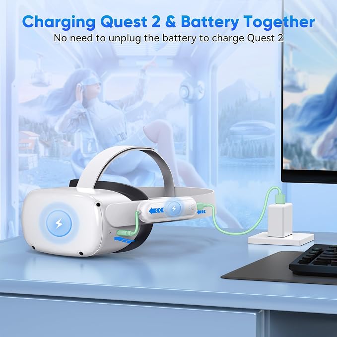 Battery Pack for Oculus Quest 2, Kinwin 20000mWh Extended Battery for Meta Quest 2 Accessories, 10W Fast Charging VR Headset Battery Pack, Lightweight and Portable Charger for Extra 2-4H Playtime