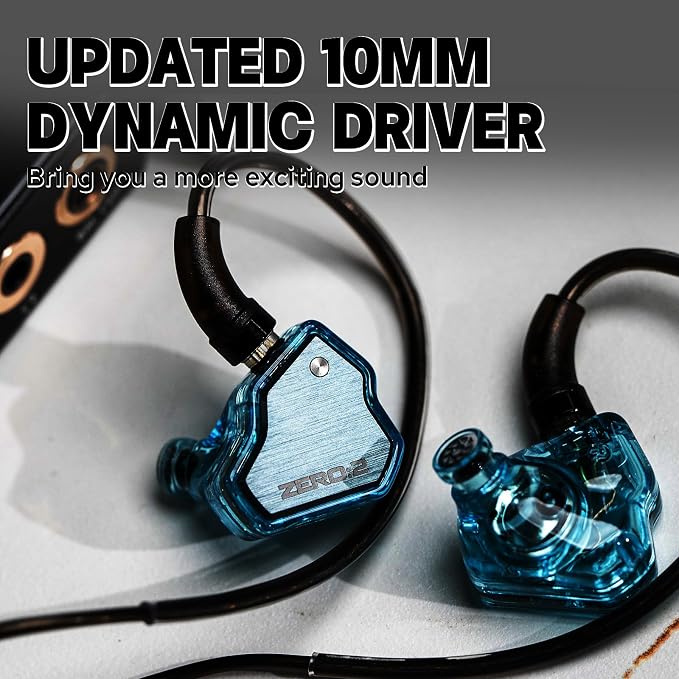 Linsoul 7Hz x Crinacle Zero:2 in Ear Monitor, Updated 10mm Dynamic Driver IEM, Wired Earbuds Earphones, Gaming Earbuds, with OFC IEM Cable for Musician (with MIC, Blue)