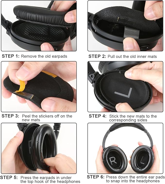 Gel Ear Pads Gel Seals for Bose QuietComfort 45 QC35 QC25 QC15 Cushion Kit Replacement Earpads with Upgraded Memory Foam and Cooling Gel