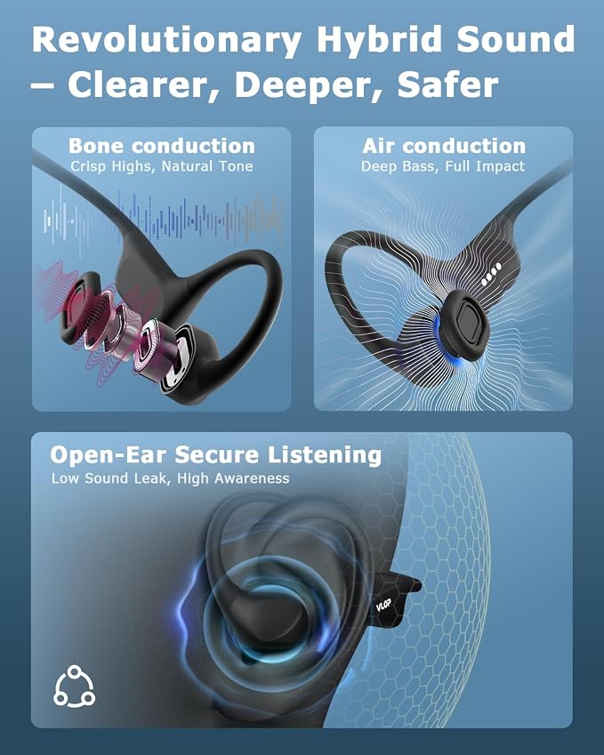 Bone Conduction Headphones - Swimming Headphones with MP3 Built-in 32GB Storage, IPX8 Waterproof for Underwater Use, Bluetooth 6.0 Sport Open Ear Bone & Air Conduction Earbuds (Sunset Orange)