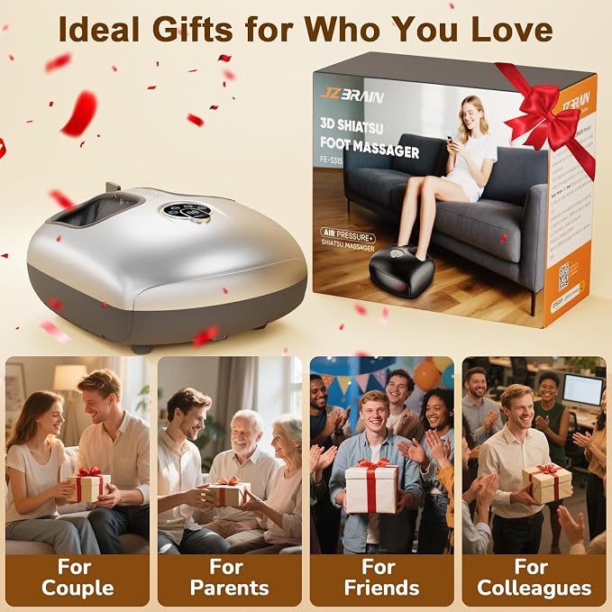 Foot Massager with Heat & Compression for Neuropathy and Tired Feet | Removable liners for easy cleaning, Thoughtful Gift for Family, Friends & Loved Ones
