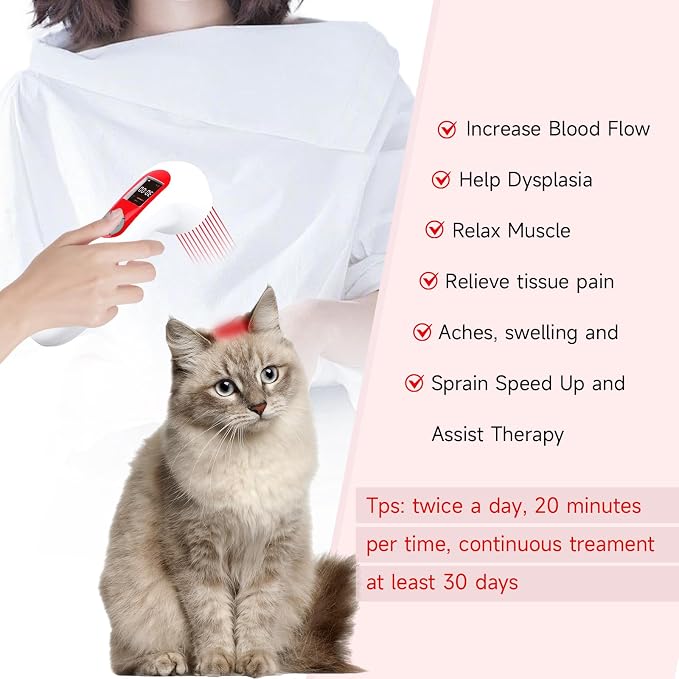 5000mAh Infra Red Light Cold Laser Therapy Device for Dog Pain Relief Low Level Infrared Laser Therapy Machine Pet 808 650nm Professional Vet LLLT Horse Portable Healing Treatment Home Muscle Relax