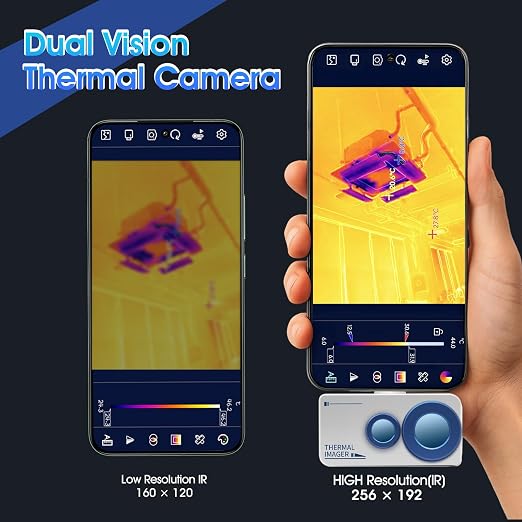 Mini Thermal Imaging Camera for Android 256x192 IR Resolution,640x480 Super Resolution Thermal Imaging Camera -15°Cto 600°C TEM Range for Smartphones(not for iOS) IP54