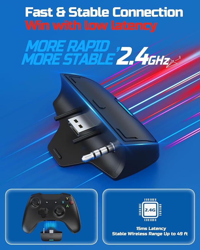 BINNUNE Wireless Gaming Headset for Xbox Series X|S & Xbox One, Low Latency Wireless + Bluetooth, Flip-to-Mute Noise Cancelling Mic, 50mm Drivers, 40H Battery, Over-Ear Headphones