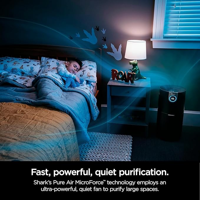 Shark Air Purifier MAX with NanoSeal HEPA, Clean Sense IQ, Odor Lock, Filters up to 1200 Sq. Ft. and 99.98% of Airborne Particles, 0.1–0.2 Microns, Grey, HP202 (Renewed)