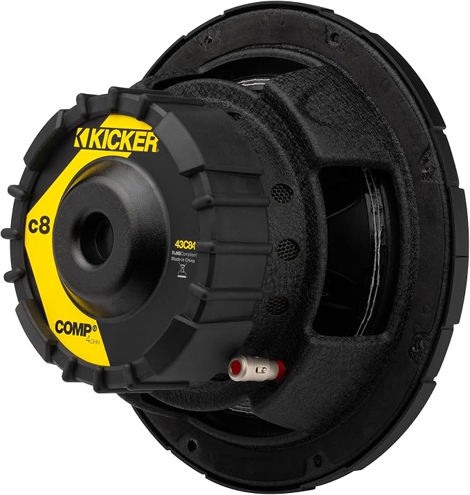 KICKER 43C84 Comp 8" Subwoofer, Single Voice Coil, 4-Ohm