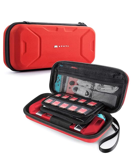 Mumba Carrying Case for Nintendo Switch OLED & Nintendo Switch 2017, [Plus Version] Portable Protective Travel Carry handbag Pouch for Blade/Battle Case [Large Capacity] (Red)