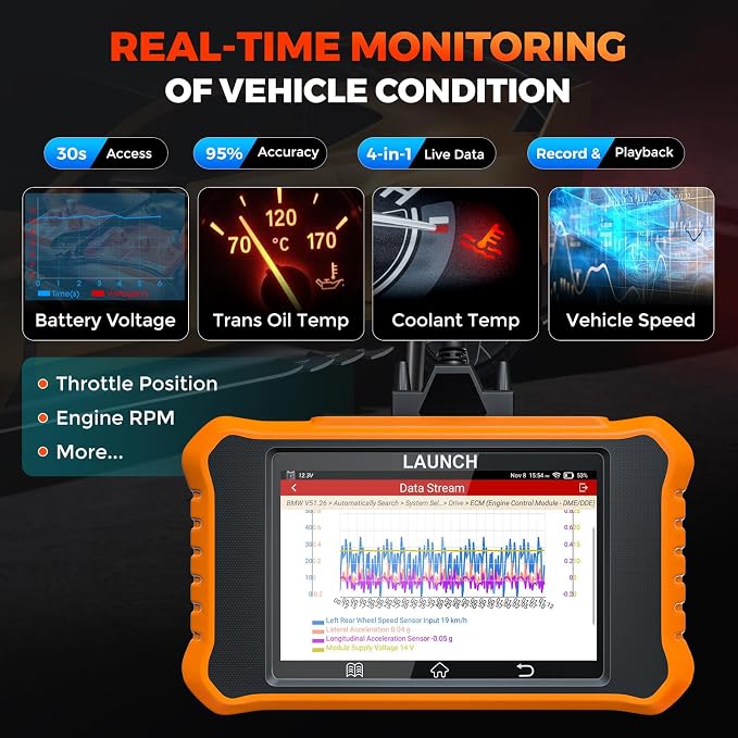 LAUNCH Creader Elite V3.0 for Land Rover Jaguar OBD2 Scanner, Bi-Directional Full Systems Diagnostic Scan Tool, All Reset Services, Active Test, CAN-FD & DOIP, Height Calibration, Lifetime Free Update