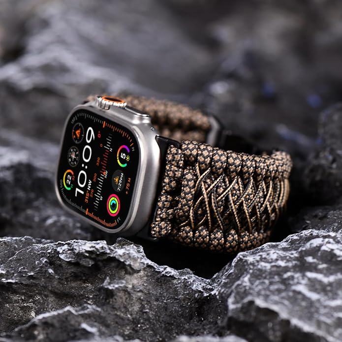 Tefeca Titan Series Paracord Band Compatible with Apple Watch Ultra 2/49mm, Series 10/46mm, 9/8/7/45mm, SE2/SE/6/5/4/44mm, and 3/2/1/42mm