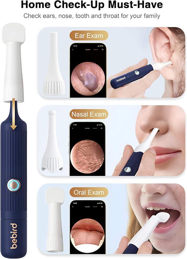 BEBIRD Earsight Plus Ear Wax Removal Tool Camera with HD Visual Otoscope, Smart WiFi Earwax Cleaner Kit, Safe Silicone Flexible Scoops & Tweezers Tools for Adults & Kids (Blue)