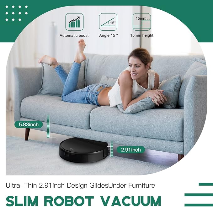 Kilgone Robot Vacuum Mop Combo, WiFi/App/Alexa, Self-Charging, Quiet, Tangle-Free Suction Robot Vacuum Cleaner for Pet Hair/Carpet/Hard Floor