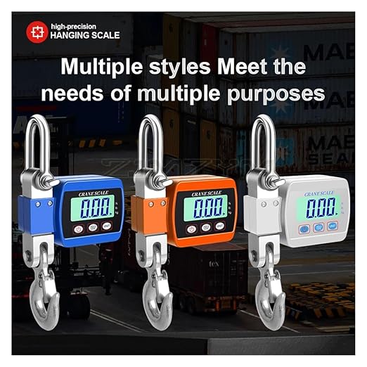 300KG/500KG Digital Crane Scale Portable Hanging Heavy Duty LCD Backlight Industrial Hook Scales Unit Change(Blue,500KG)
