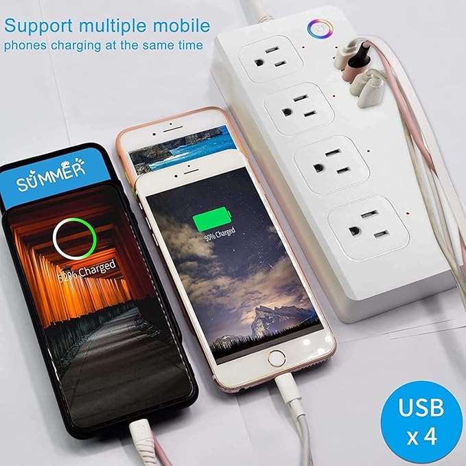Smart Power Strip10A, WiFi Outlet, UseeLink Surge Protector, USB Power Outlet, Smart Extension Cord Compatible with Amazon Alexa and Google Assistant, Timing Control, Overload Protection