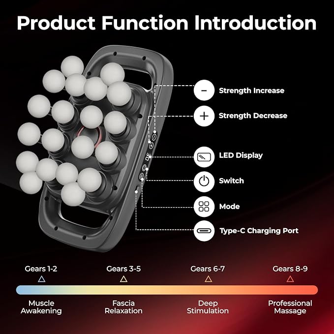 20 Head Massage Gun Set, Deep Tissue Percussion Massager with 3 Modes & 30 Intensities, Pain Relief, Portable & Quiet, Massage Tools for Back, Shoulders, Legs, Foot, Full Body Muscle Relaxation