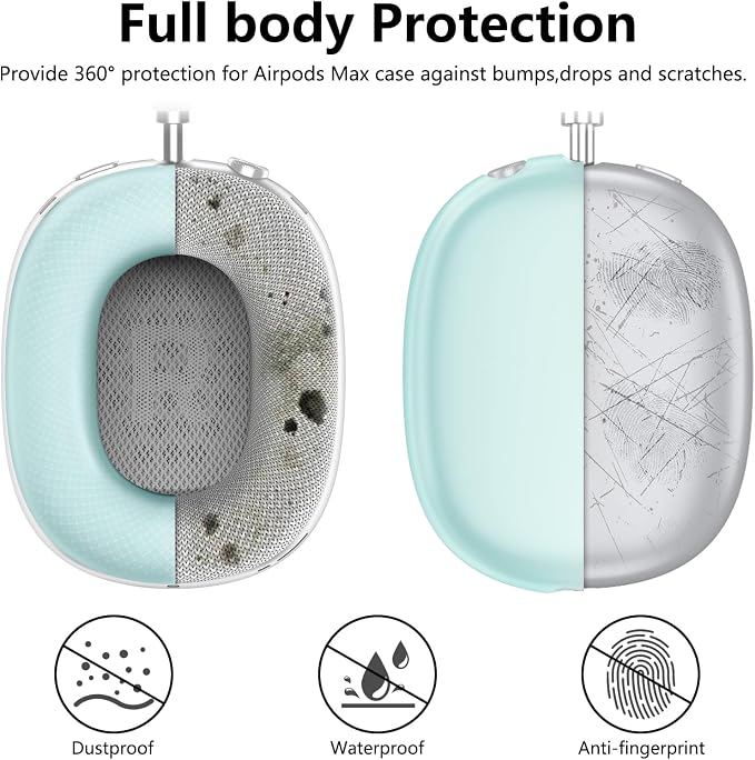 Silicone Case Cover for AirPods Max Headphones, Ear Pad Case Cover/Ear Cups Cover/Headband Cover for AirPods Max 2/1 (2026/2024/2020)(USB-C/Lightning), Accessories for Apple AirPod Max 2, Foggy Blue