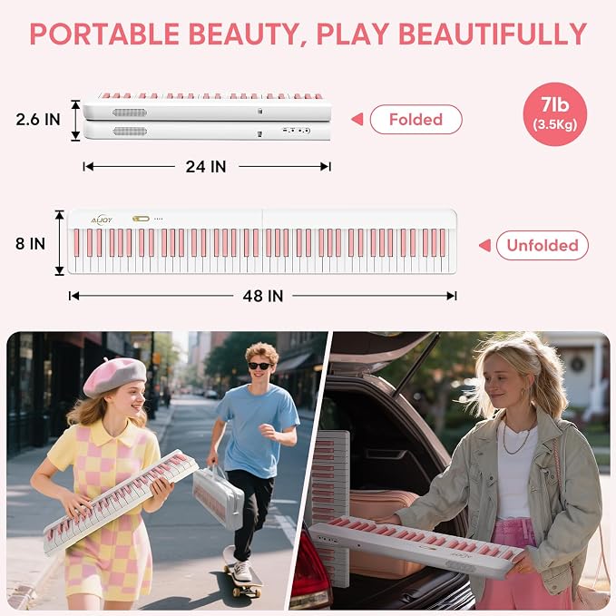 AiJoy 88 Key Split Keyboard Piano with Velocity Sensitive Keys– Magnetic Detachable, Portable & Ultralight, Full-size Travel Piano, USB-MIDI, Carry Case, Birthday Gift for Beginner (ASP-10M)
