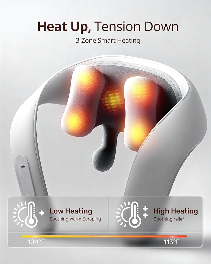 Shiatsu Neck and Back Massagers with Heat, 150 Mins Uses, 4 Modes & Adjustable Massage Head, Electric 3D Deep Tissue Kneading for Shoulder, Leg, Muscle Soreness, Pain Relief, Relaxation for Women, Men