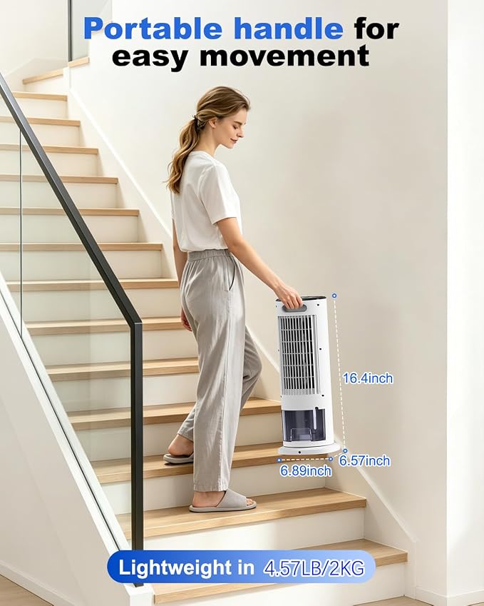 Portable Air Conditioners, 4 in 1 Evaporative Air Cooler, 1000ML Tower Fan with Remote, 3 Wind Speeds&Turbo Mode, 2 Mist,10H Timer, 90° Oscillation Portable AC for Home, Office CoamoTrail(Off White)