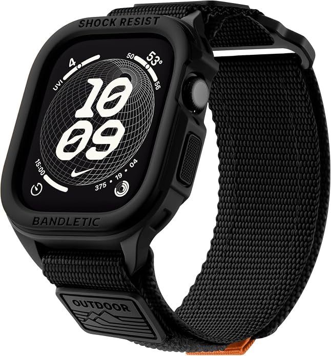 Bandletic Rugged Case with Band Compatible with Apple Watch 49mm(Ultra 3/2/1),46mm(Series 11/10), 45mm(Seriess 9/8/7),44mm(SE3/SE2/SE/6/5/4), Protective Cover Sport Accessories for iWatch Men