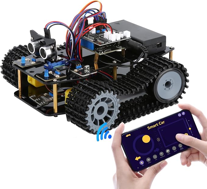 ACEBOTT Smart Car Kit Functions STEM Coding for Ages 13-16,16+ Tank Expansion Pack Track Smart Robot Tank Accessory Without Car