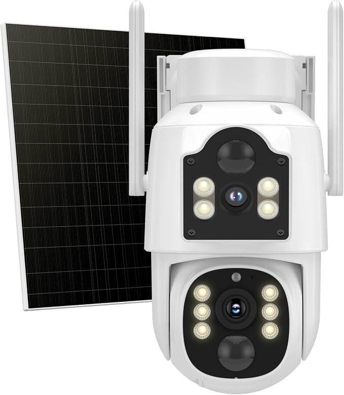 Hiseeu 4MP Dual Lens Wireless Solar Camera Outdoor for Home Security | 5G & 2.4G WiFi Pro, Auto Tracking, 360°PTZ, Motion Detection, 2-Way Audio, Color Night Vision, IP66 Waterproof