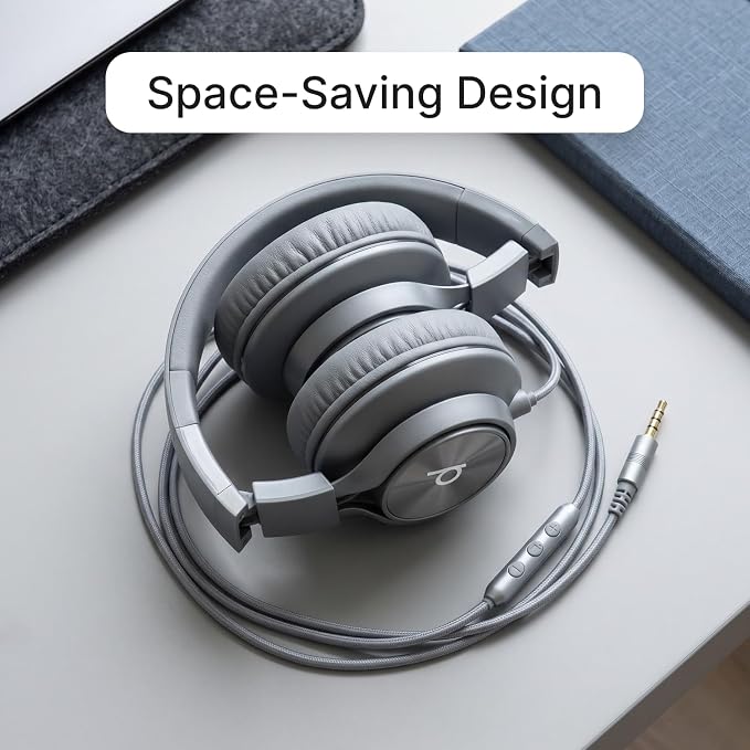 ARTIX CL750 Wired Headphones with Mic — Noise Isolating On-Ear Headphones for Computer and Laptop Wired, Plug in Corded Headphone with Wire (Foldable, Aux Jack 3.5mm)