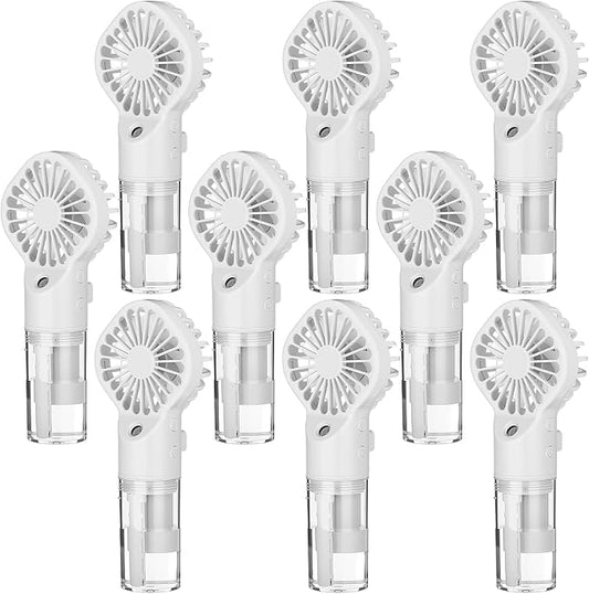 9 Pack Misting Fans Portable Rechargeable Handheld Spray Fans with 25ml Water Tank 4-speed Personal Cooling Fan, USB-c Mini Handheld Fan for Travel Outdoor Sport Office Home Summer Gifts