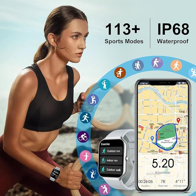 Soudorv Smart Watch 2026 NEW 1.91" Smartwatch for Men Women(Answer/Make Call),Fitness Watch with 110+ Sport Modes, Reloj Inteligente with Sleep Monitor/Heart Rate,for Android iOS, Silver