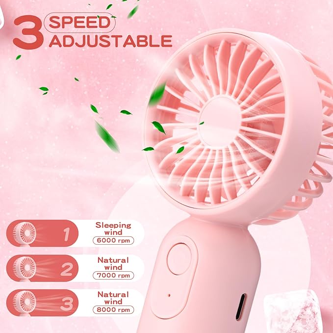 Rossesay 36 Pcs Mini Portable Fan Bulk Cute Handheld Lightweight Small Little Personal Hand Eyelash Fan 3 Speeds USB Rechargeable for Women Men Indoor Outdoor Makeup Travel (Pink)