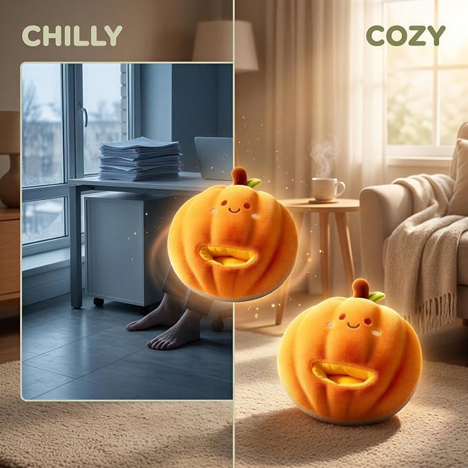 Electric Foot Warmer, Rechargeable Superconducting Water Heating Pumpkin Plush Warmer, 149 ℉ Constant Heating for 14 Hours, for Office Home Bedroom, Winter Birthday Present