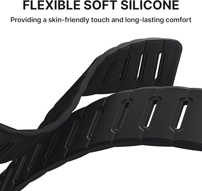 Bandletic Strong Magnetic Dual Sided Compatible with Apple Watch Ultra 3 2 1 Band 49mm for Men, Soft Strap for iWatch Series 11 10 (46mm), 9 8 7 (45mm),SE3 SE2 SE 6 5 4 (44mm), 3 2 1(42mm), Black