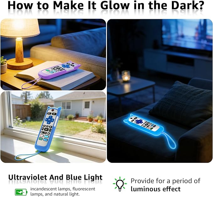 (Pack of 3) Replacement Remote Only for Roku TV with Soft Silicone Protective Cover (Glow in The Dark), Universal Remote for TCL/Onn/Hisense/Sharp/Element/Philips Roku Smart TV (Elegant White)