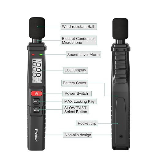 Decibel Meter,Mastfuyi Digital Sound Level Meter Portable Sound Meter 30–130 dB MAX Data Hold with LCD Display Backlight A Weighted for Home,Office,Factory,Noisy Neighbors,Black
