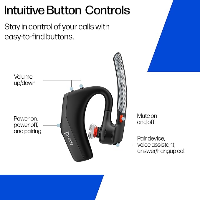 Poly Voyager Legend 30 - Bluetooth Headphones with Mic - Discreet Boom & 4 Noise-Canceling Mics - WindSmart Technology - All-Day Comfort - Seamless Connectivity - Smart Sensors & Call Controls