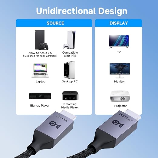 Cable Matters [Designed for Xbox Certified] Unidirectional Active 8K @60Hz Fiber Optic HDMI Cable 16.4 ft / 5m - Supporting 8K@60Hz 4K@120Hz HDR - Designed for Xbox, Compatible with PS5, Apple TV, PC