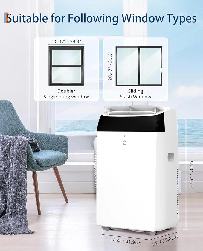 Garvee 14,000 BTU Portable Air Conditioner, 3-in-1 Portable AC Unit with Cool, Dehumidifier & Fan Modes, Covers Rooms up to 750 sq.ft, Sleep Mode, Remote Control, Timer & Full Window Kit
