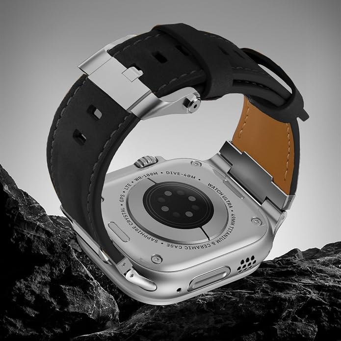 Vintage Genuine Leather Band for Apple Watch Ultra 49mm (2026 Upgrade), Rugged Replacement Strap Compatible with iWatch 46mm 45mm 44mm - for Men Women, Fit Ultra3/2/1, SE 3/2/1, Series11 10/9/8/7/6/5/4