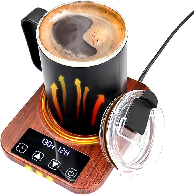 Coffee Mug Warmer, Smart Cup Warmer for Desk with 9 Temperature Settings (100℉-180℉), Auto Shut Off 1-12H Timer, LED Indicator, 4 inch Heating Plate for Coffee, Tea, Milk, Candle Warming
