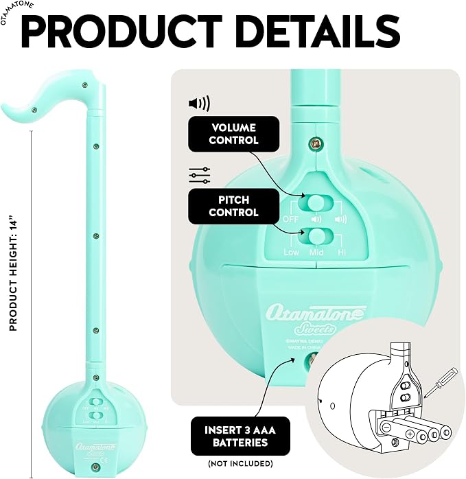 Otamatone Japanese Electronic Musical Instrument Portable Music Synthesizer from Japan by Maywa Denki Studio Award Winning, Educational Fun Gift for Children, Teens & Adults - Mint