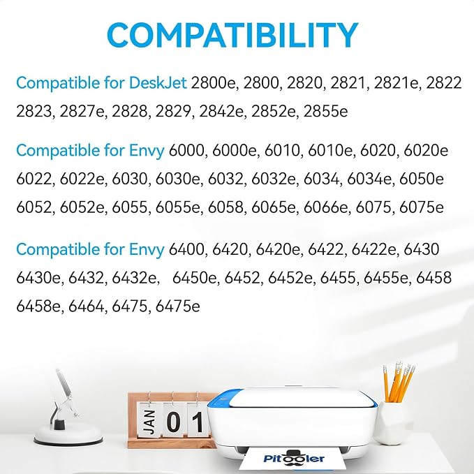 Upgraded Chip 67XL Ink Cartridges Compatible for HP 67 Ink Cartridges Black/Color Combo Pack Work with DeskJet 2855e 2827e 2800e 4255e 2755e 2700 4155e 4227e 2700e 2734e 2852e Envy 6055e 6000 Printer