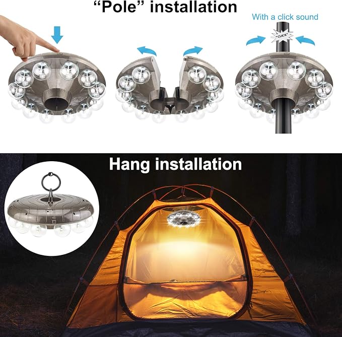 BIGMONAT Battery Operated Hanging Lights Outdoor Patio Umbrella Light RF Remote Control,12 Colors Changing Pole Light for Umbrella,Wireless Under Umbrella Lights Brightness Dimmable and Timer