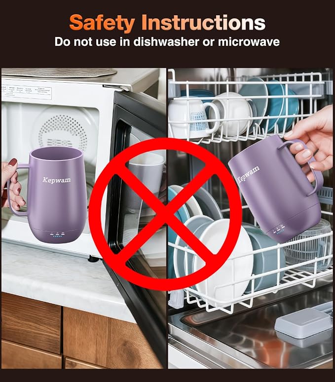 Kepwam Smart Heated Coffee Mug T2-Plus, 20oz Rechargeable Self Heating Coffee Mug with 8-Hour Battery & Temp Control, Perfect Coffee Warmer Gift for Men Women