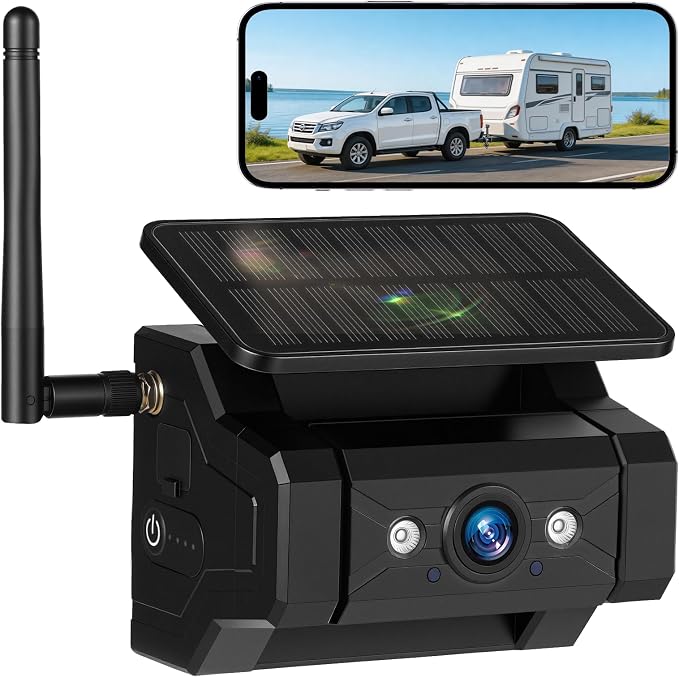 Magnetic Solar Wireless Backup Camera, 1080P WiFi Hitch Camera for Truck RV Car, 9600mAh Rechargeable Battery Rear View Camera, IP69 Waterproof, IR Night Vision, Compatible with iPhone, iPad, Max 23FT