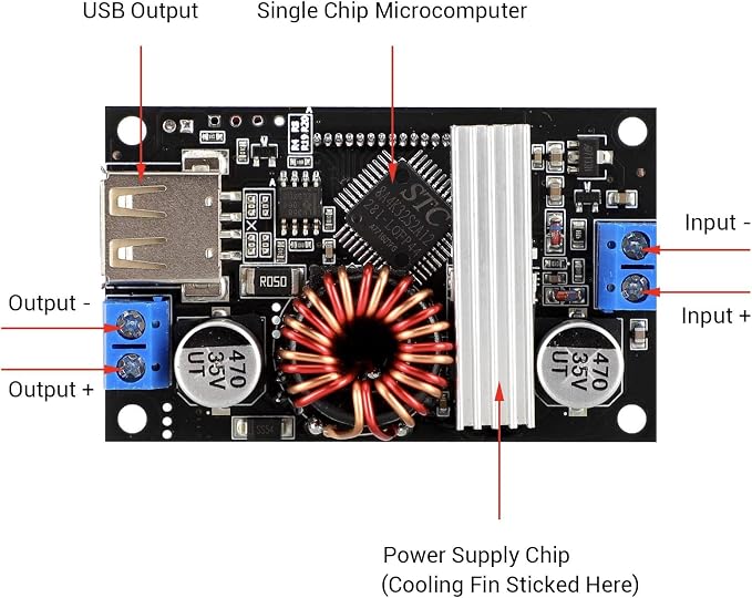 DROK Adjustable Voltage Regulator, DC Buck Boost Converter 6-30V to 0.5-30V 4A 60W 5V 24V Voltage Converter, 12V Power Supply Step Up Step Down Transformer with USB Port Case LCD Display Volt Amp